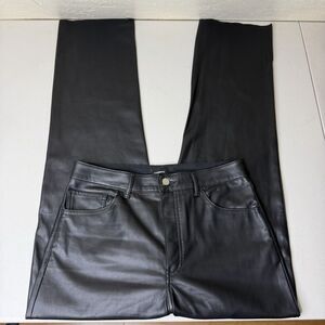 Express Vegan Leather Pants Womens 10x31 Black Modern Straight Super High Rise